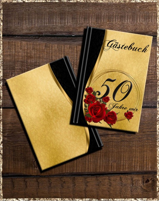 50 Jahre - goldene Hochzeit - Gästebuch schwarz gold